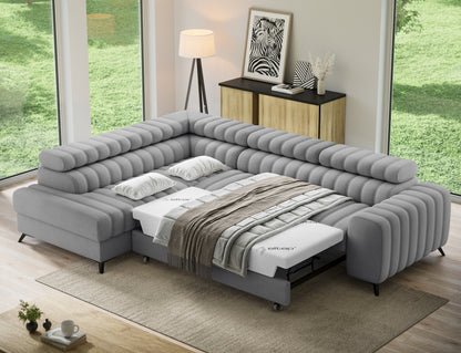ReForm Creative Home Kanedo Storage Sleeper Sectional Sofa - Grey-Free Delivery-USA & CANADA