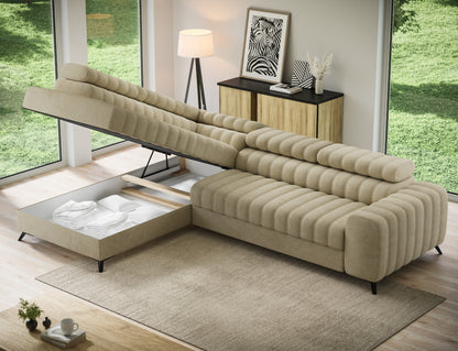 ReForm Creative Home Kanedo Storage Sleeper Sectional Sofa - Beige-Free Delivery-USA & CANADA