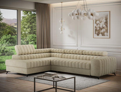 ReForm Creative Home Kanedo Storage Sleeper Sectional Sofa - Beige-Free Delivery-USA & CANADA