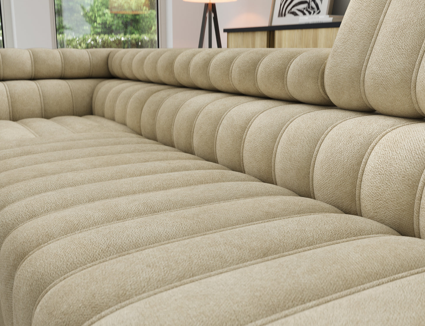 Kanedo Storage Sleeper Sectional Sofa - Beige
