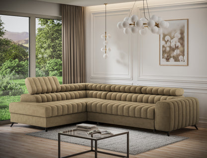 Kanedo Storage Sleeper Sectional Sofa - Mocha Brown-Free Delivery-USA & CANADA