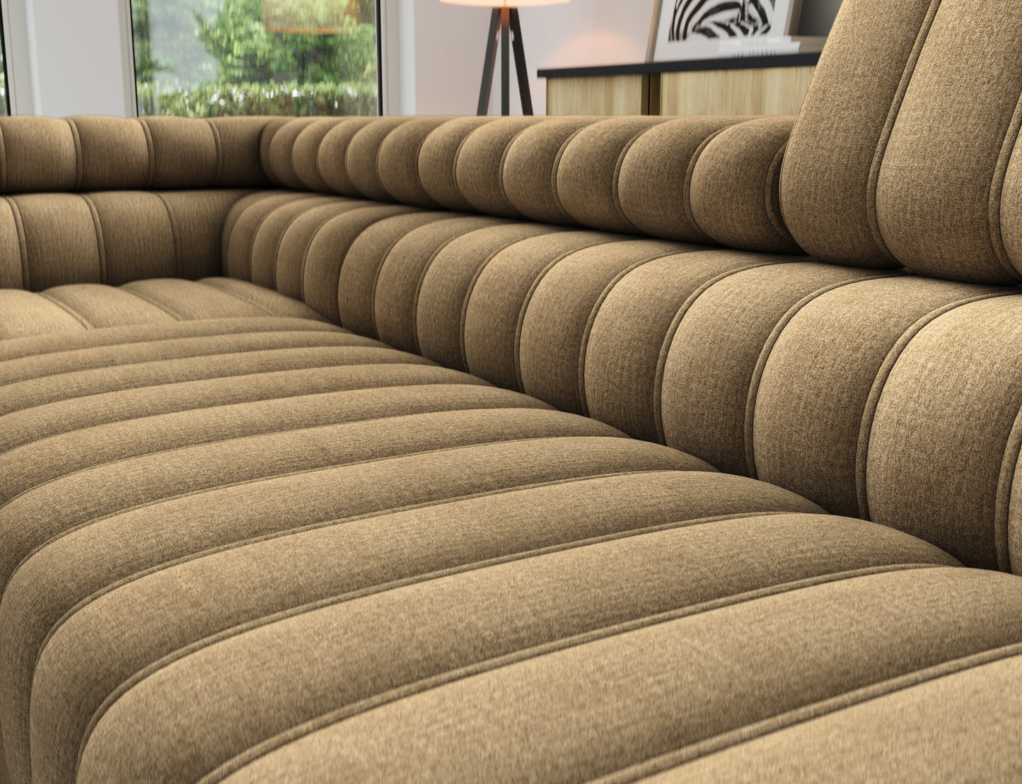 Kanedo Storage Sleeper Sectional Sofa - Mocha Brown