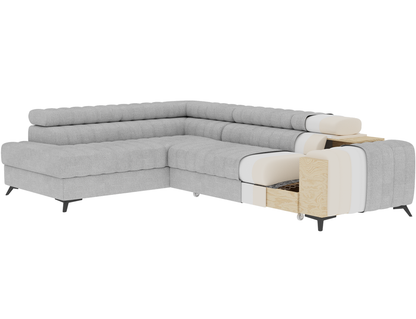 Kanedo Storage Sleeper Sectional Sofa - Mocha Brown