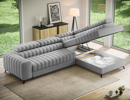 ReForm Creative Home Kanedo Storage Sleeper Sectional Sofa - Grey-Free Delivery-USA & CANADA