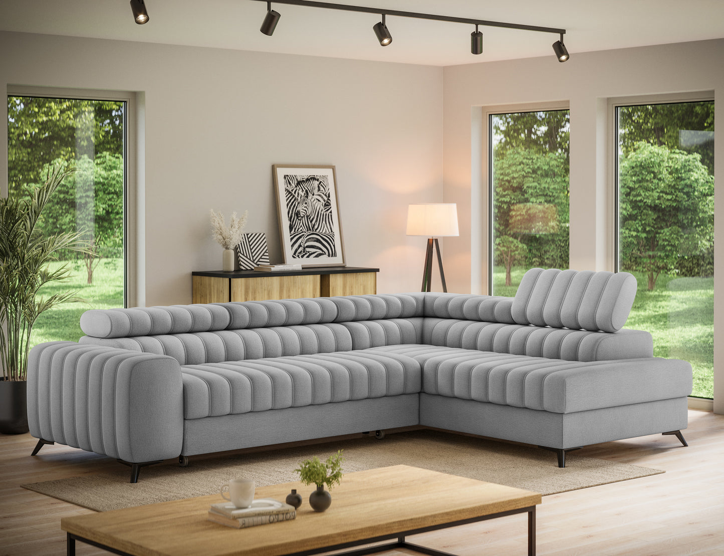 ReForm Creative Home Kanedo Storage Sleeper Sectional Sofa - Grey-Free Delivery-USA & CANADA