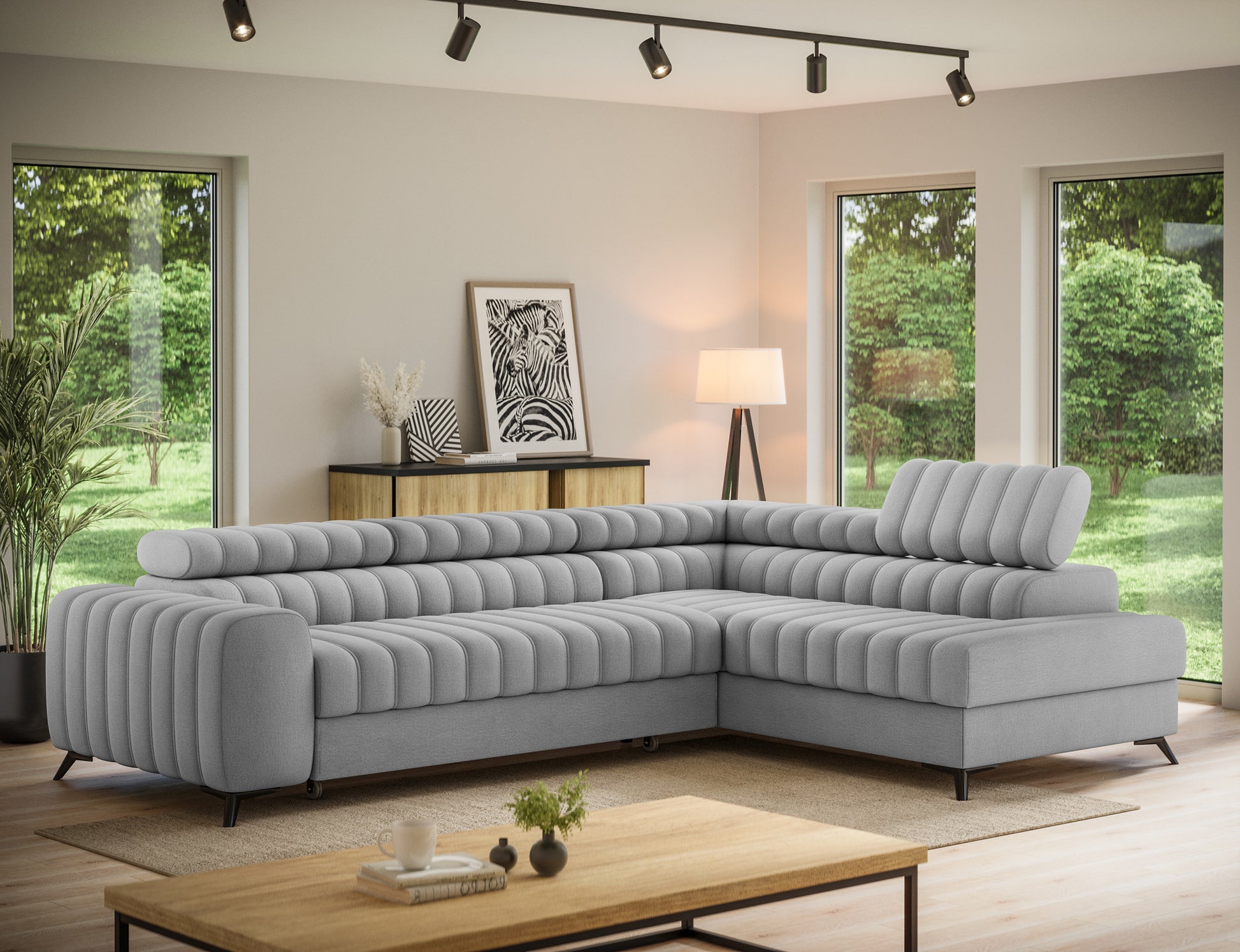 ReForm Creative Home Kanedo Storage Sleeper Sectional Sofa - Grey-Free Delivery-USA & CANADA