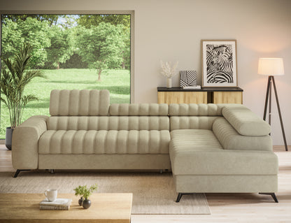 ReForm Creative Home Kanedo Storage Sleeper Sectional Sofa - Beige-Free Delivery-USA & CANADA