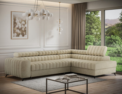 ReForm Creative Home Kanedo Storage Sleeper Sectional Sofa - Beige-Free Delivery-USA & CANADA