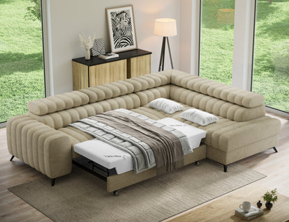 ReForm Creative Home Kanedo Storage Sleeper Sectional Sofa - Beige-Free Delivery-USA & CANADA