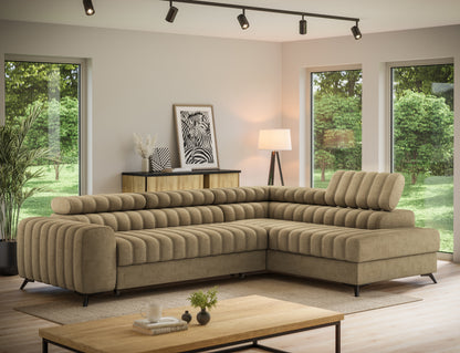 Kanedo Storage Sleeper Sectional Sofa - Mocha Brown-Free Delivery-USA & CANADA