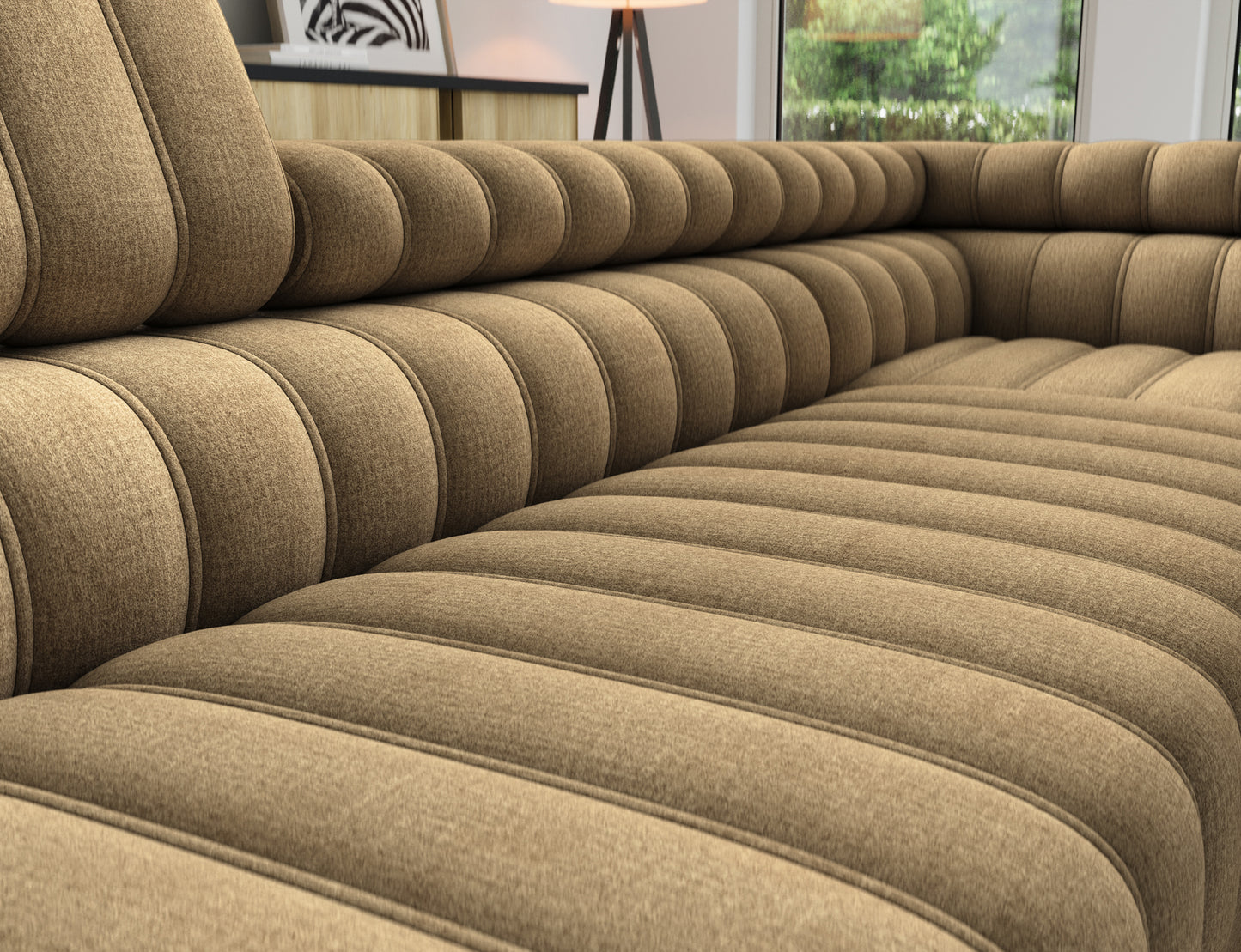 Kanedo Storage Sleeper Sectional Sofa - Mocha Brown