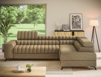 Kanedo Storage Sleeper Sectional Sofa - Mocha Brown-Free Delivery-USA & CANADA