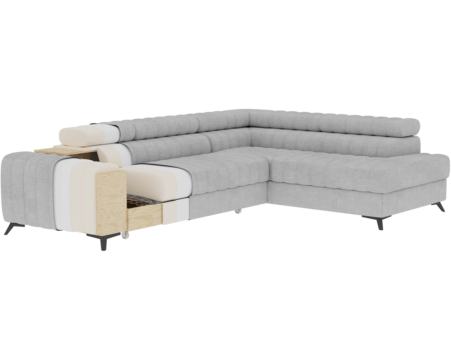 Kanedo Storage Sleeper Sectional Sofa - Mocha Brown