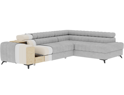 Kanedo Storage Sleeper Sectional Sofa - Mocha Brown