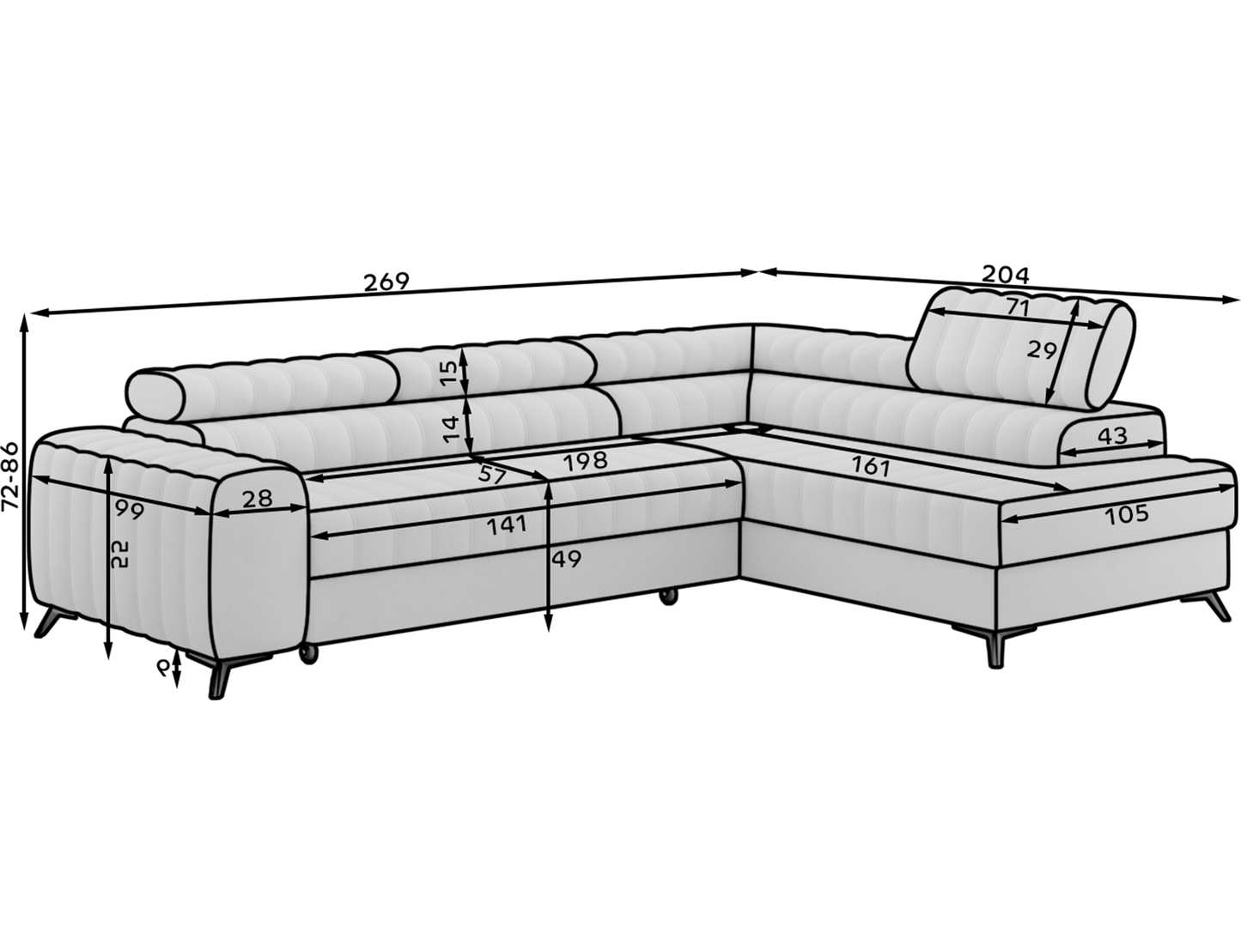 Kanedo Storage Sleeper Sectional Sofa - Mocha Brown