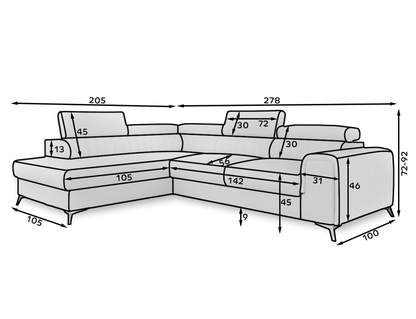 Laurence Sectional Storage Sleeper Chaise Sofa - Beige
