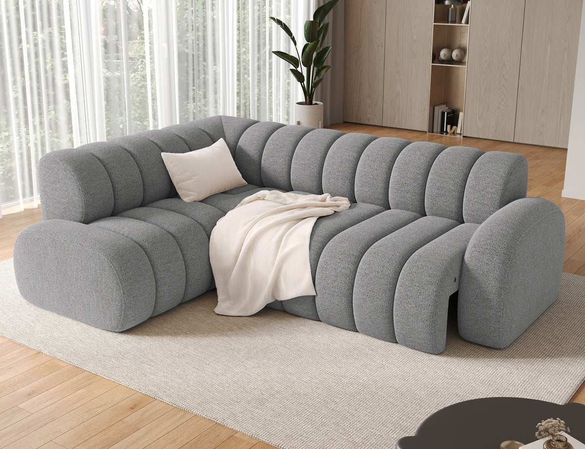 Villeo Sleeper Extendible Corner Chaise Sofa - Dark Grey