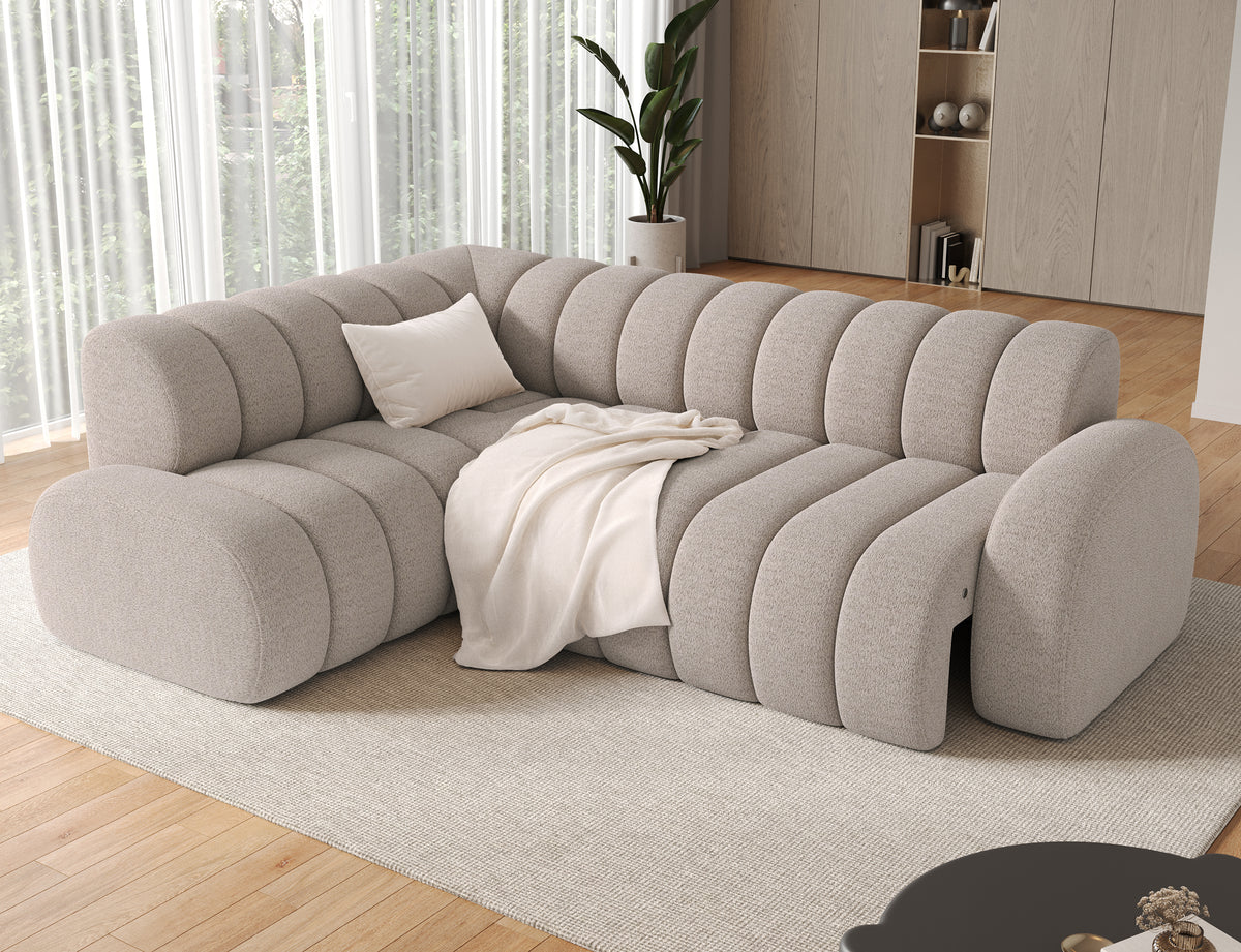 Villeo Sleeper Extendible Corner Chaise Sofa - Taupe