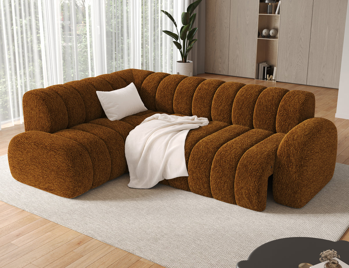 Villeo Sleeper Extendible Corner Chaise Sofa - Dark Brown
