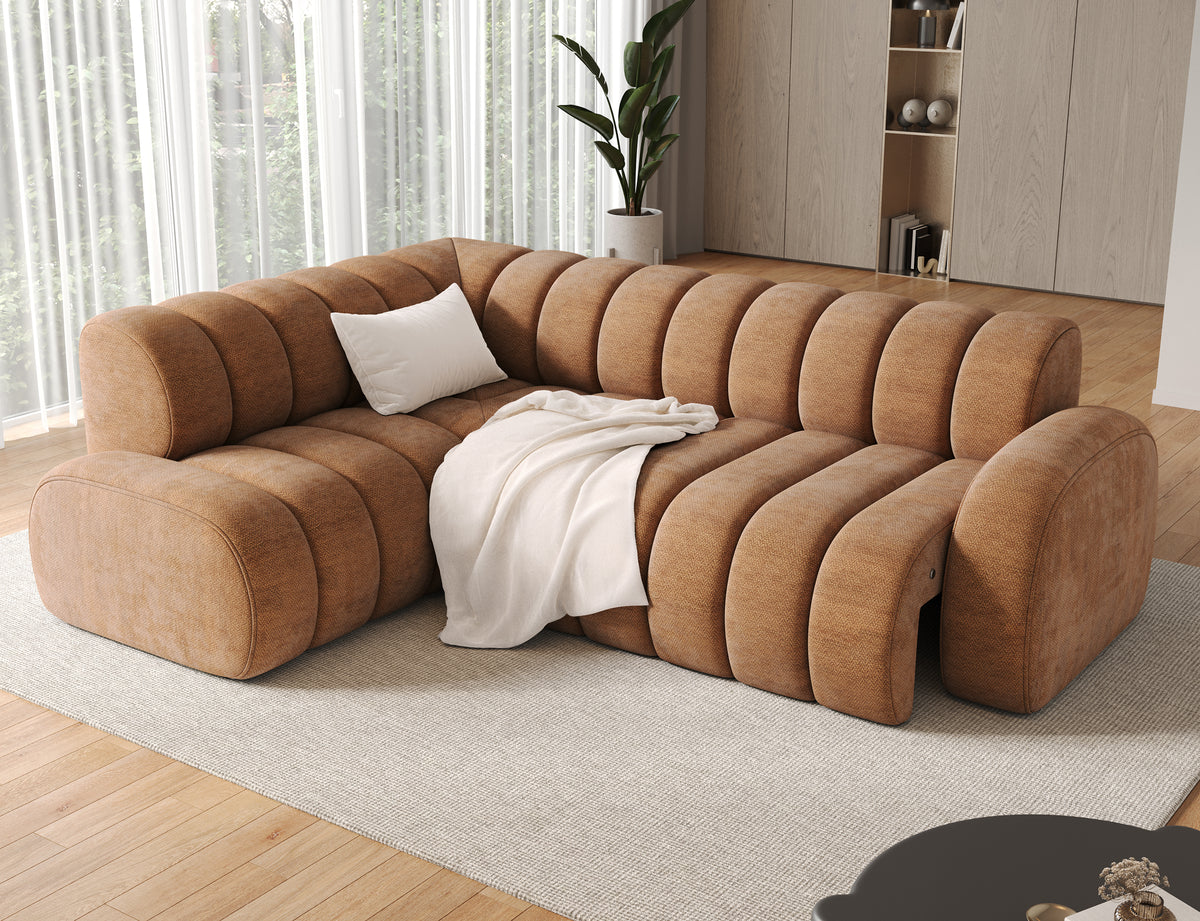 Villeo Sleeper Extendible Corner Chaise Sofa - Rust