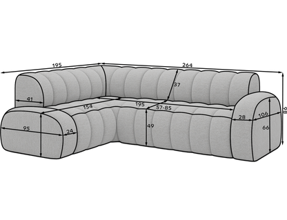 Villeo Sleeper Extendible Corner Chaise Sofa - Rust
