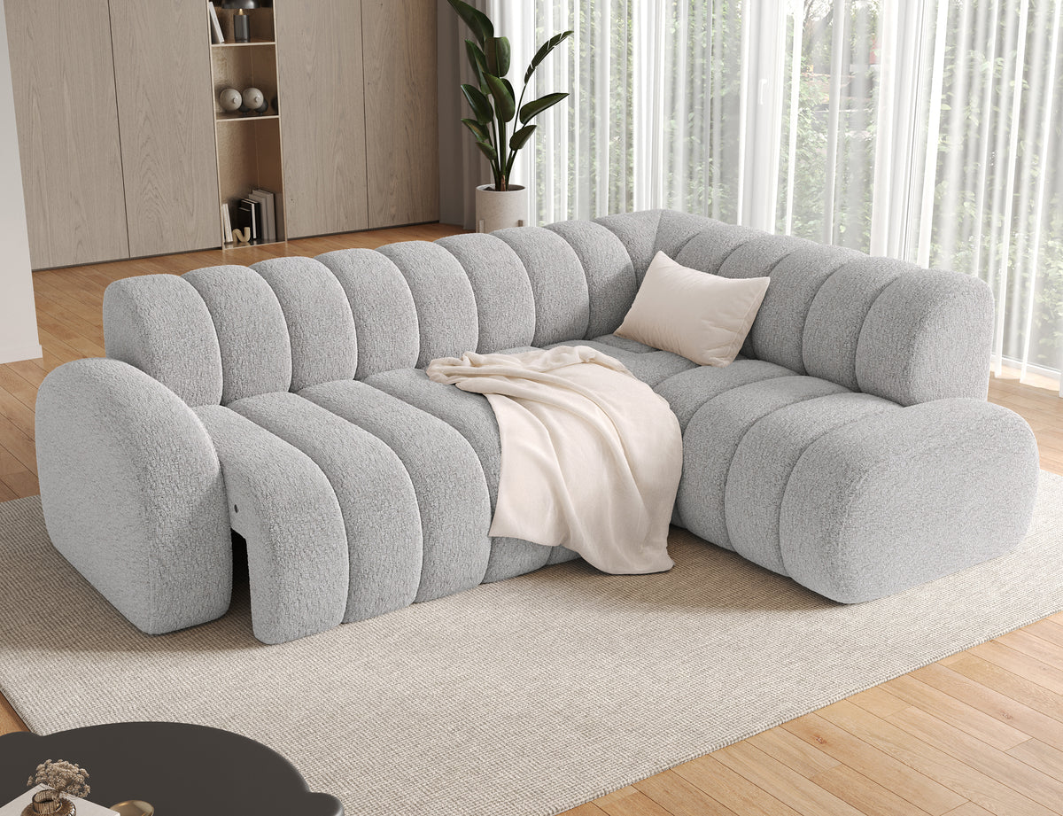 Villeo Sleeper Extendible Corner Chaise Sofa - Light Grey