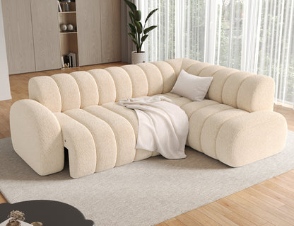 Villeo Sleeper Extendible Corner Chaise Sofa - Ivory