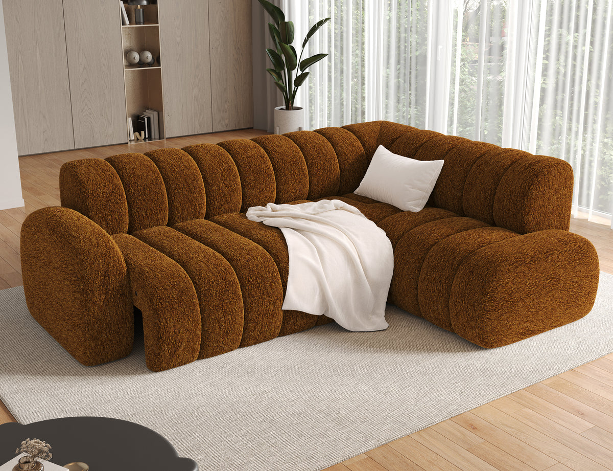 Villeo Sleeper Extendible Corner Chaise Sofa - Dark Brown