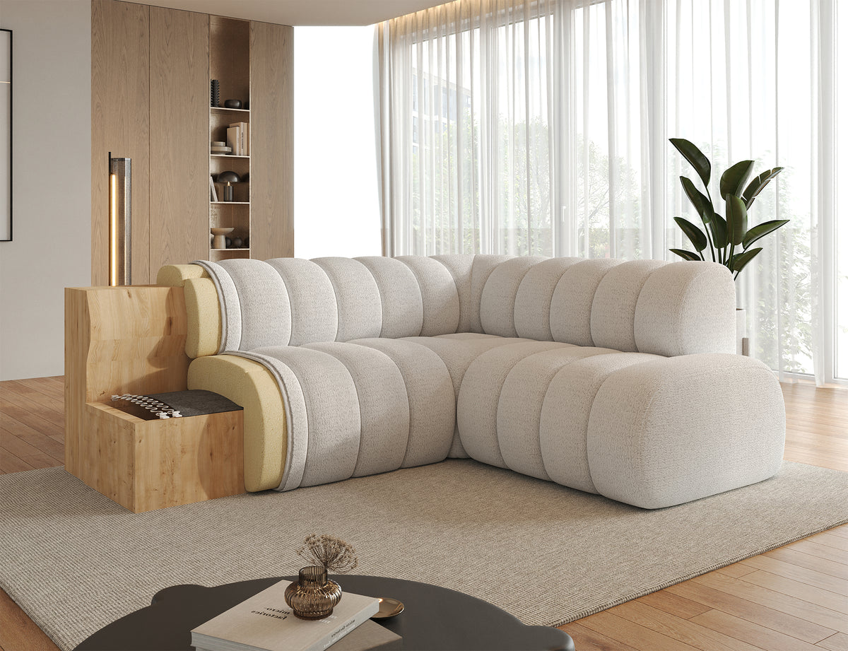 Villeo Sleeper Extendible Corner Chaise Sofa - Dark Brown