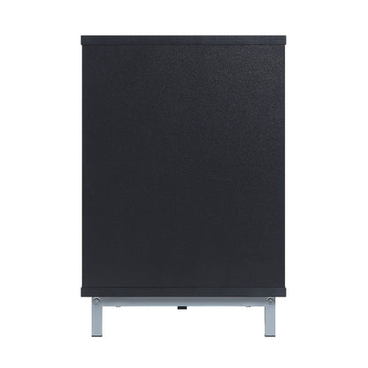 Firey 60" TV Stand/Fireplace with Glass Shelves - Black Gloss