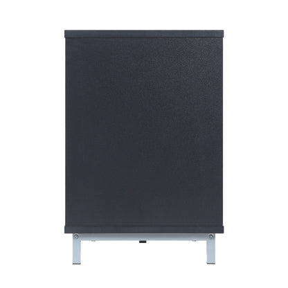 Firey 60" TV Stand/Fireplace with Glass Shelves - Black Gloss