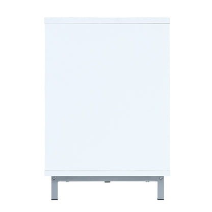 Firey 60" TV Stand/Fireplace with Glass Shelves - White Gloss