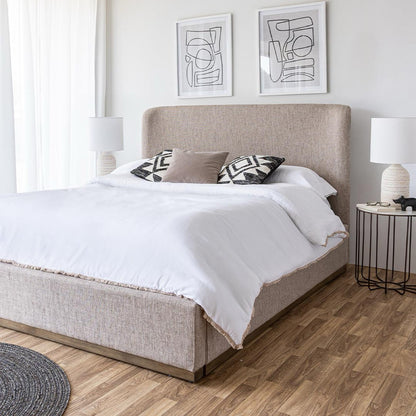 ReForm Creative Home Faye Queen Bed With Curved Headboard - Perfect Taupe Free Delivery USA & Canada