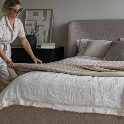 Faye Upholstered Bed With Curved Headboard - Perfect Taupe