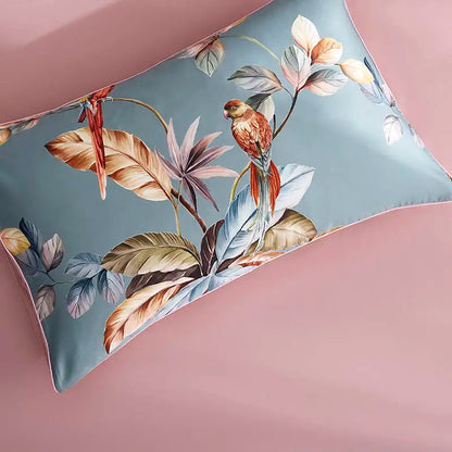 Eden 600 TC Floral Cotton Duvet Set - Grey/Blush