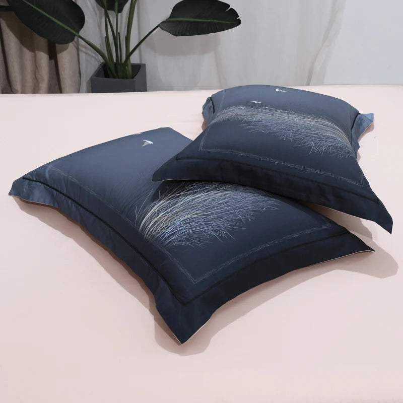 Wild Whimsy 600 TC Floral Cotton Duvet Set - Navy Blue