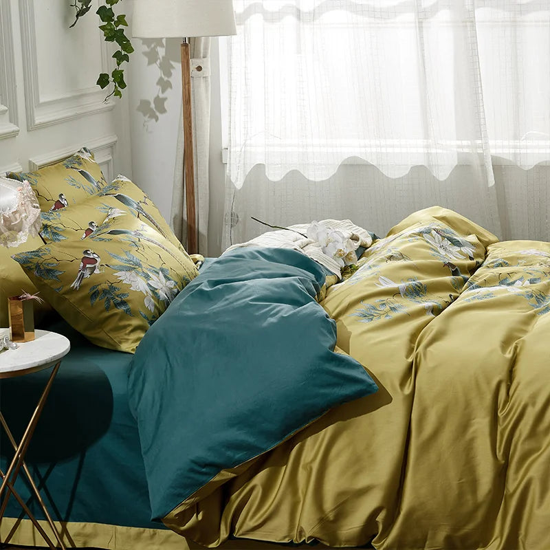 Eden 600 TC Elegant Cotton Duvet Set - Olive Green