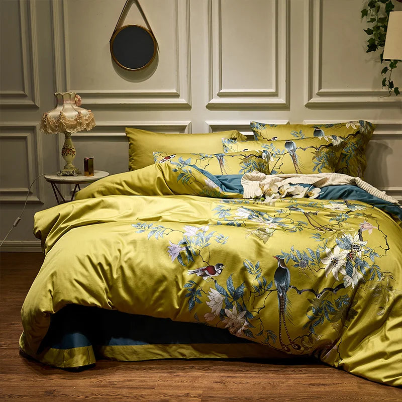 Eden 600 TC Elegant Cotton Duvet Set - Olive Green