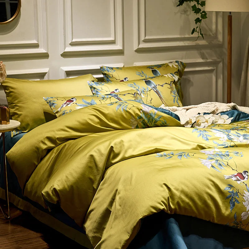 Eden 600 TC Elegant Cotton Duvet Set - Olive Green