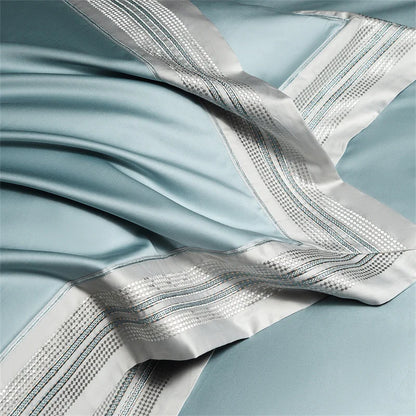 Heirloom Harmony Luxury Embroidered Egyptian Cotton 1000 TC Duvet Set - Aqua Blue/Champagne/Blush/Jade Green/Light Grey/Blue