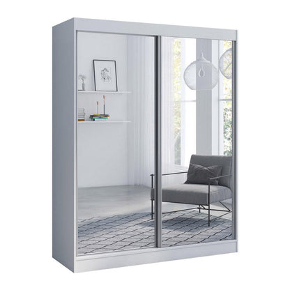 Nirav 2-Piece Sliding Doors Mirrored Wardrobe - Multiple Color Options