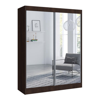 Nirav 2-Piece Sliding Doors Mirrored Wardrobe - Multiple Color Options