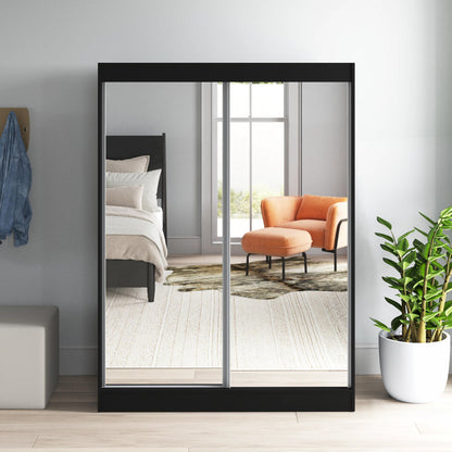 Nirav 2-Piece Sliding Doors Mirrored Wardrobe - Multiple Color Options