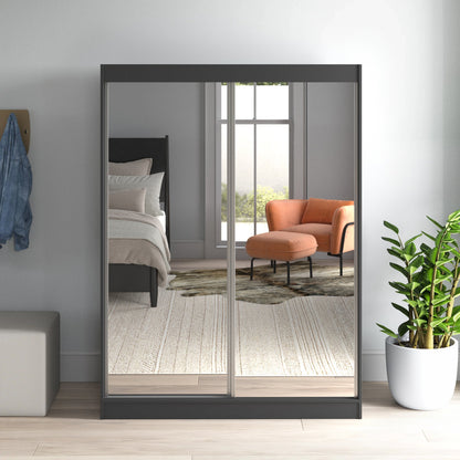 Nirav 2-Piece Sliding Doors Mirrored Wardrobe - Multiple Color Options