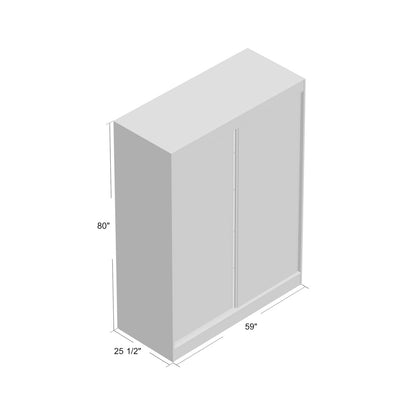 Nirav 2-Piece Sliding Doors Mirrored Wardrobe - Multiple Color Options