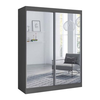 Nirav 2-Piece Sliding Doors Mirrored Wardrobe - Multiple Color Options