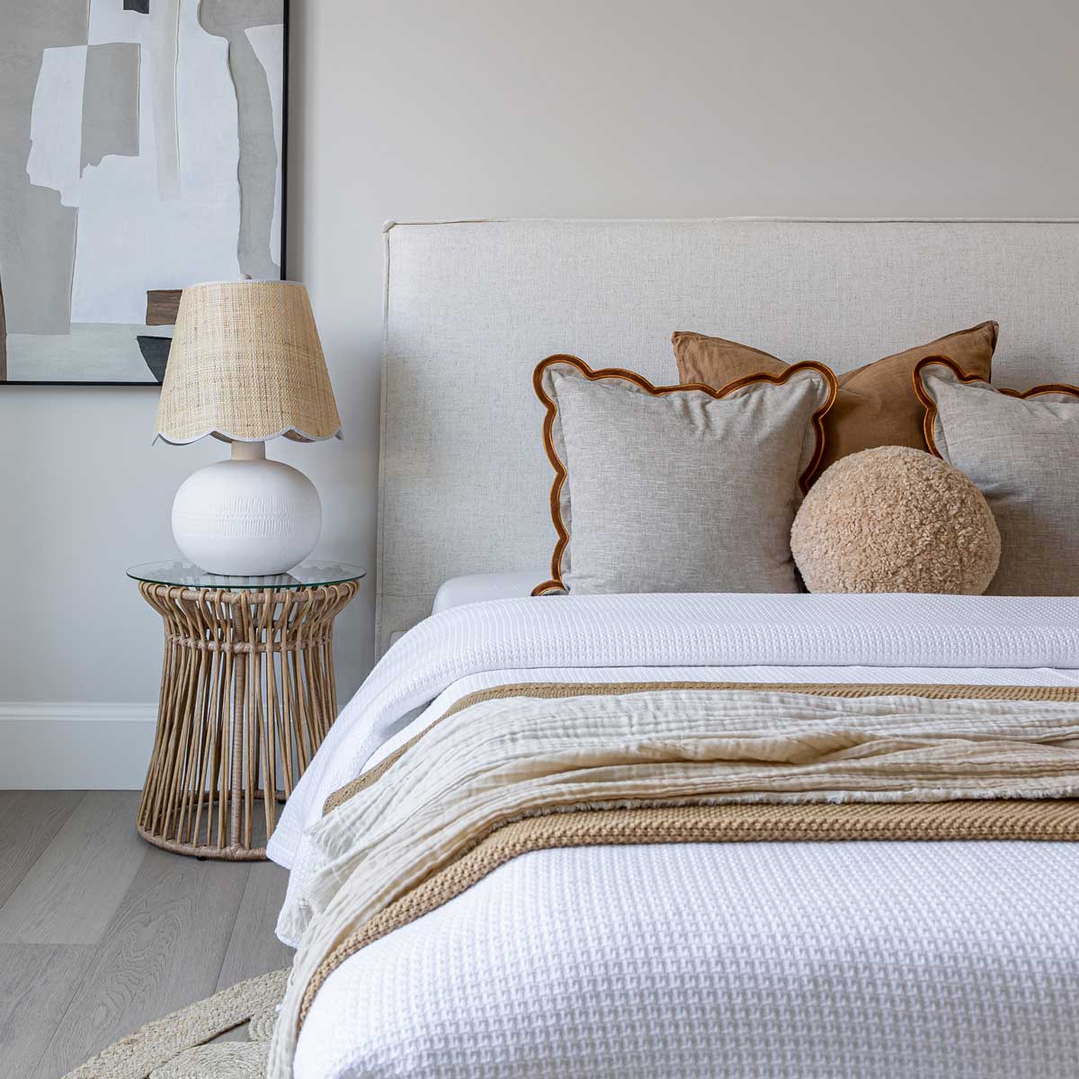 ReForm Creative Home Watkins Platform Storage Bed - Cream Free Delivery USA & Canada