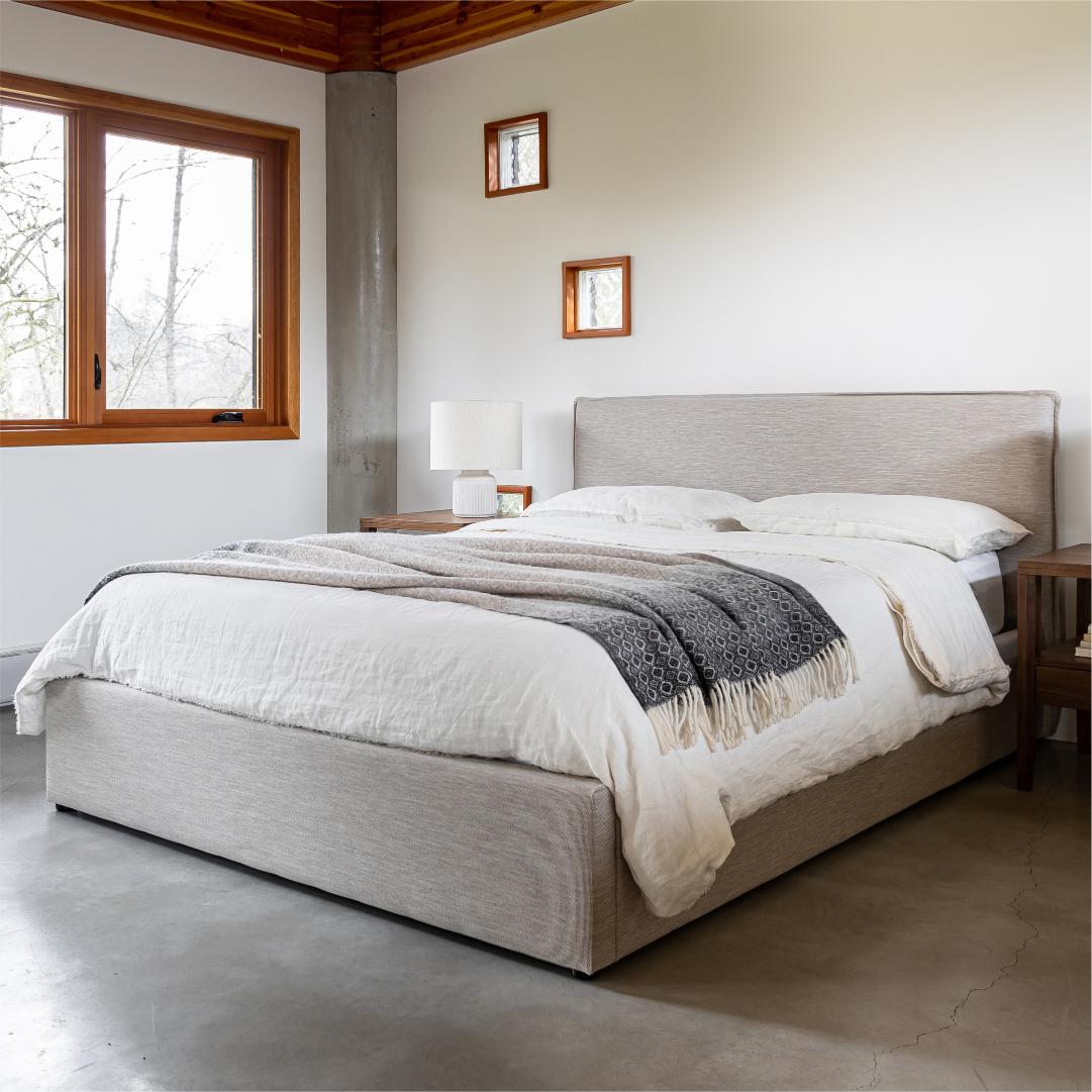 Seine Upholstered Storage Bed - Sand