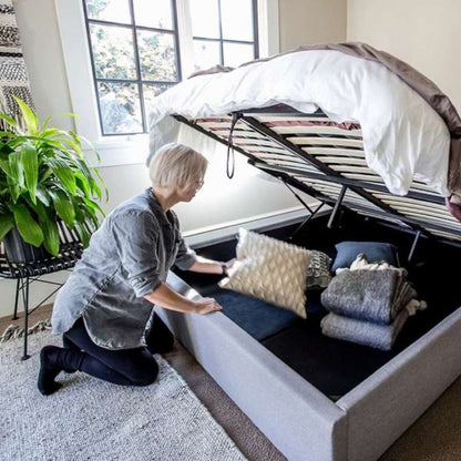 ReForm Creative Home Justin Queen Storage Bed - Greige Free Delivery USA & Canada