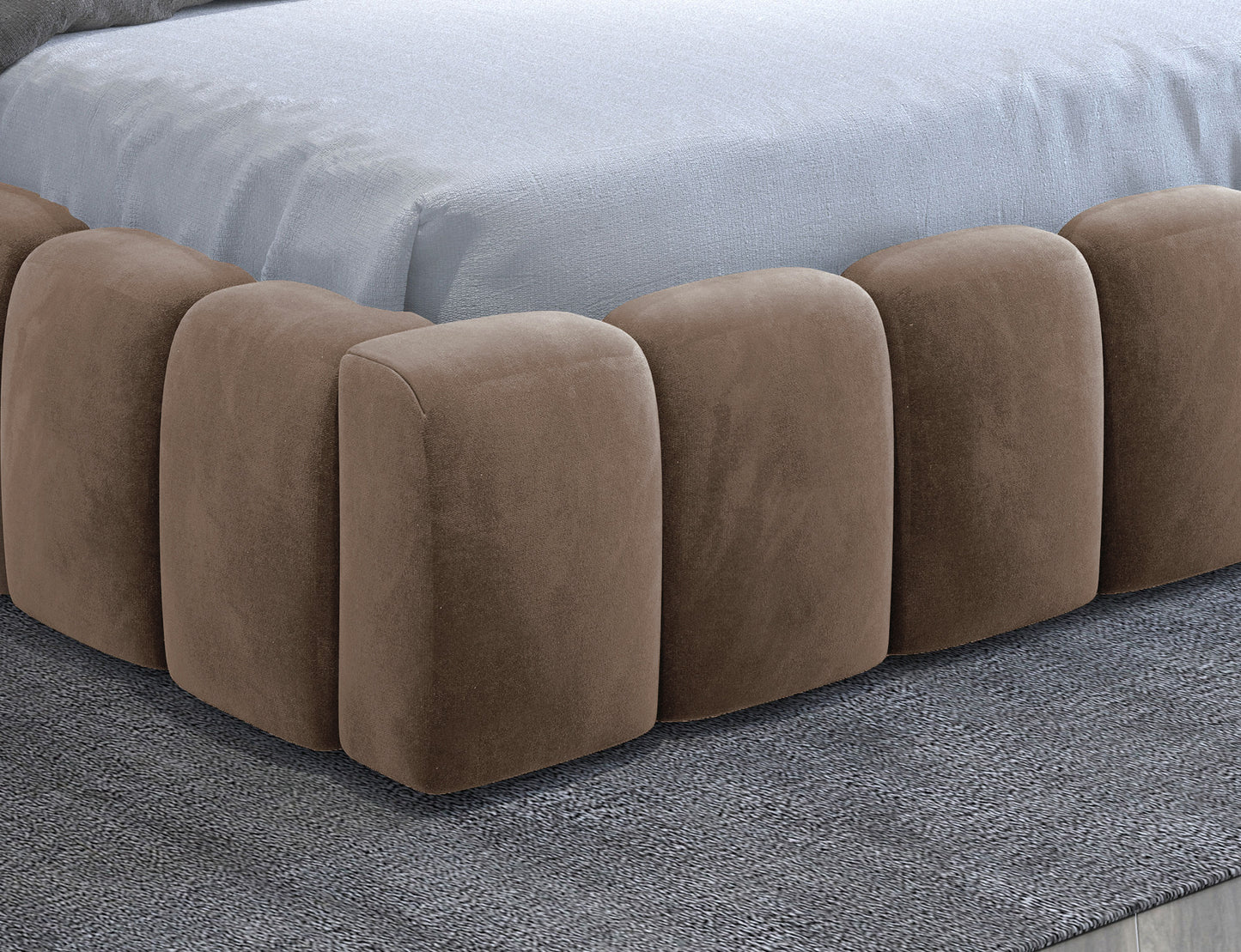 ReForm Creative Home Lamica Upholstered LED Storage Platform Bed - Beige Free Delivery USA & Canada